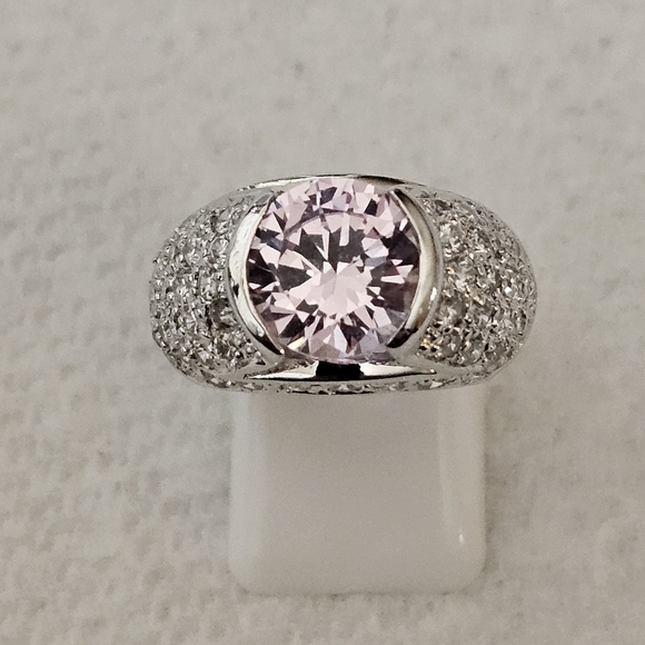 Victoria Wieck Pink Sapphire & Diamond Simulant Sterling Silver Ring Sz 6. - Picture 3 of 11